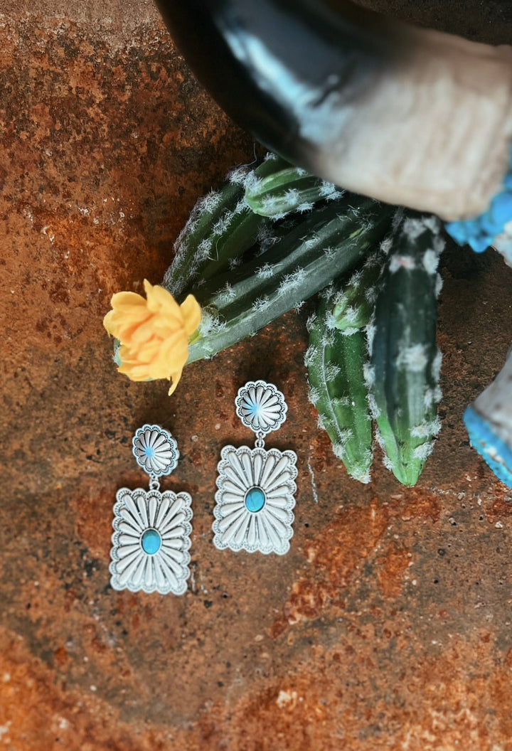 Rectangle Turquoise Post Earrings | gussieduponline