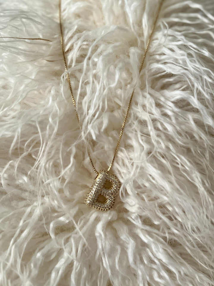 Rhinestone Bubble Letter Necklace | gussieduponline