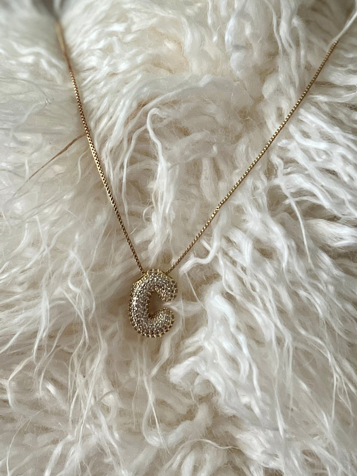 Rhinestone Bubble Letter Necklace | gussieduponline