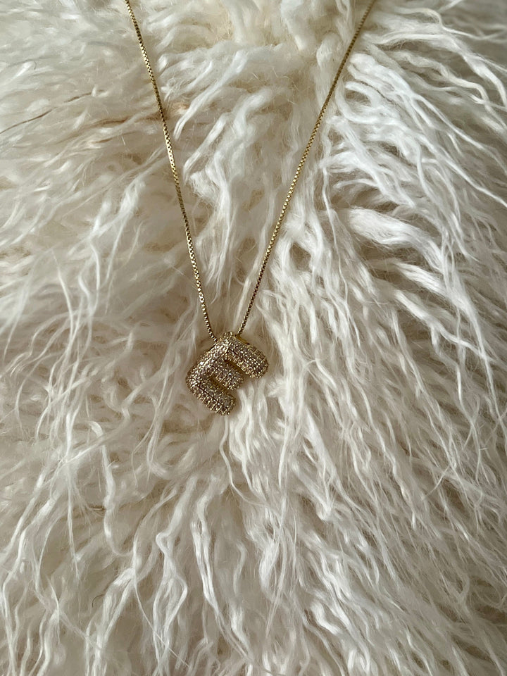 Rhinestone Bubble Letter Necklace | gussieduponline