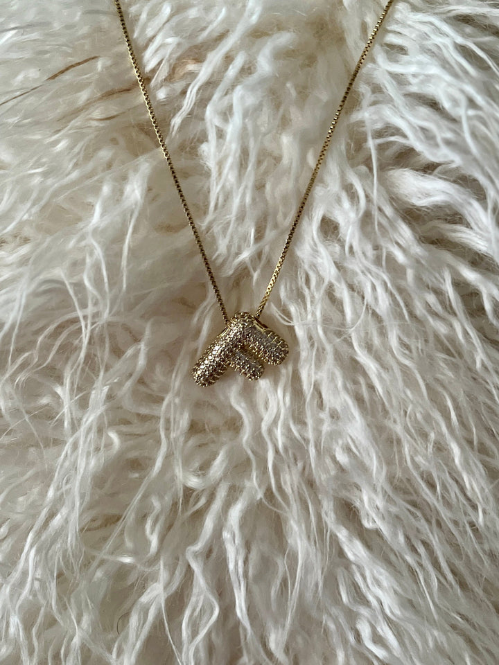 Rhinestone Bubble Letter Necklace | gussieduponline