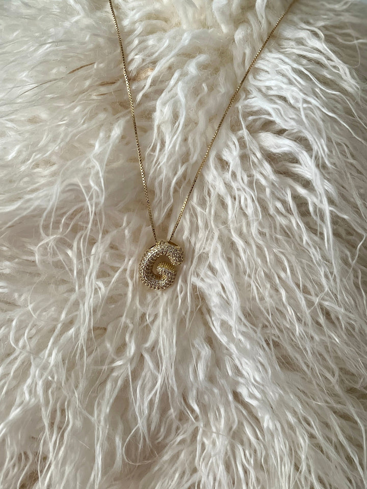 Rhinestone Bubble Letter Necklace | gussieduponline