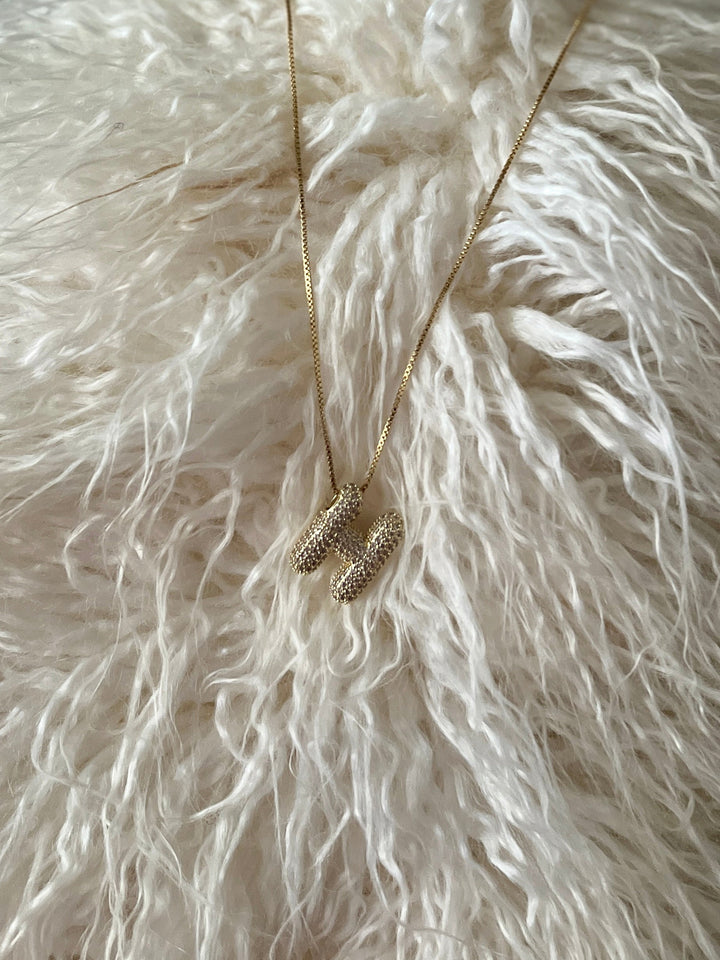 Rhinestone Bubble Letter Necklace | gussieduponline