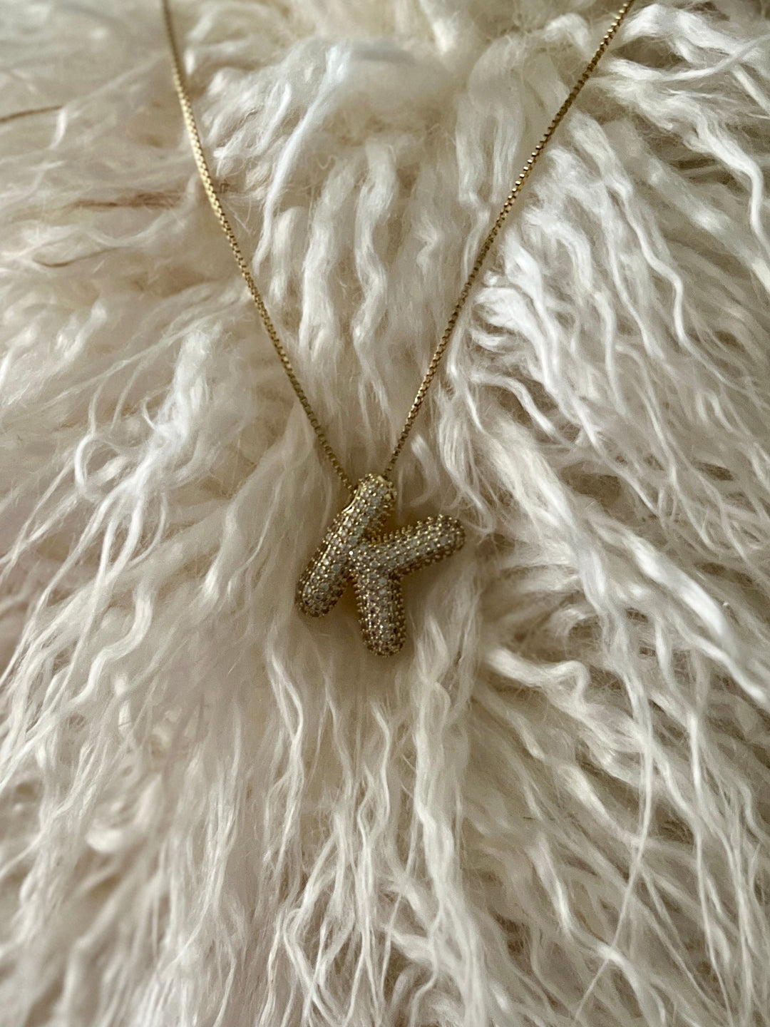 Rhinestone Bubble Letter Necklace | gussieduponline