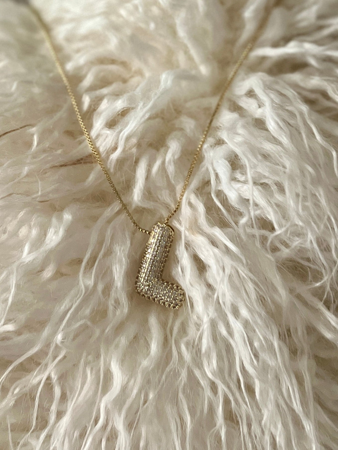 Rhinestone Bubble Letter Necklace | gussieduponline