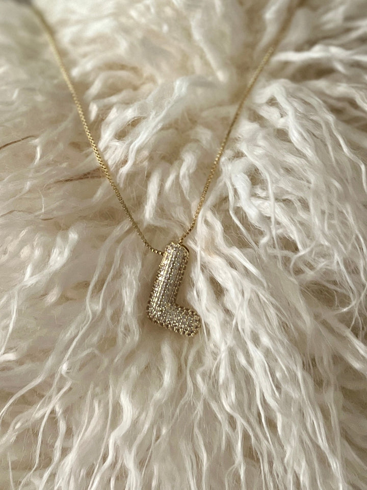 Rhinestone Bubble Letter Necklace | gussieduponline