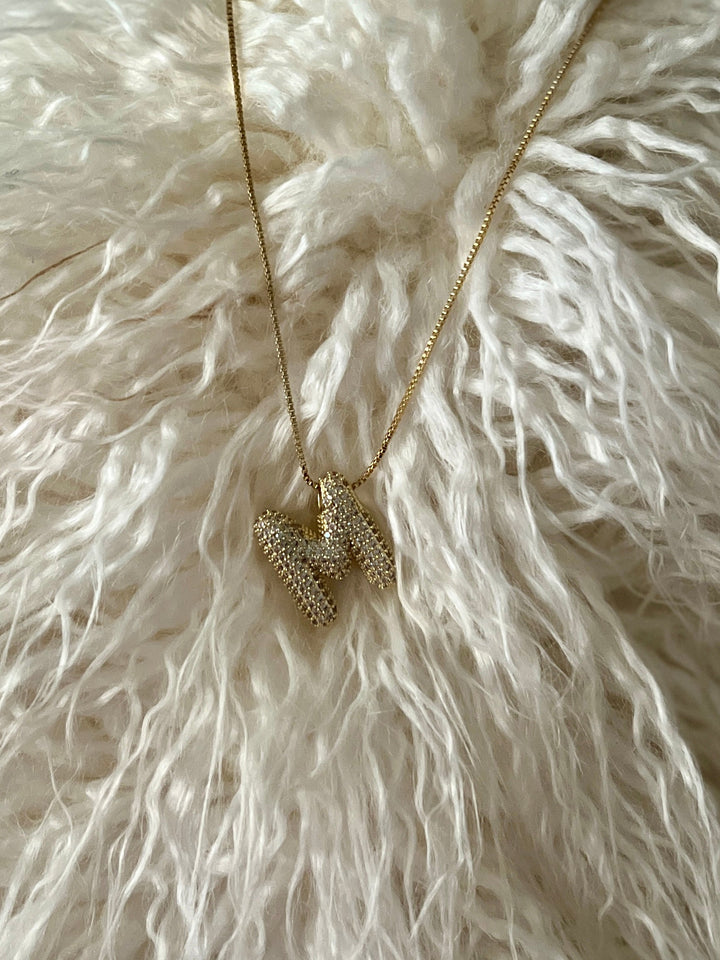 Rhinestone Bubble Letter Necklace | gussieduponline