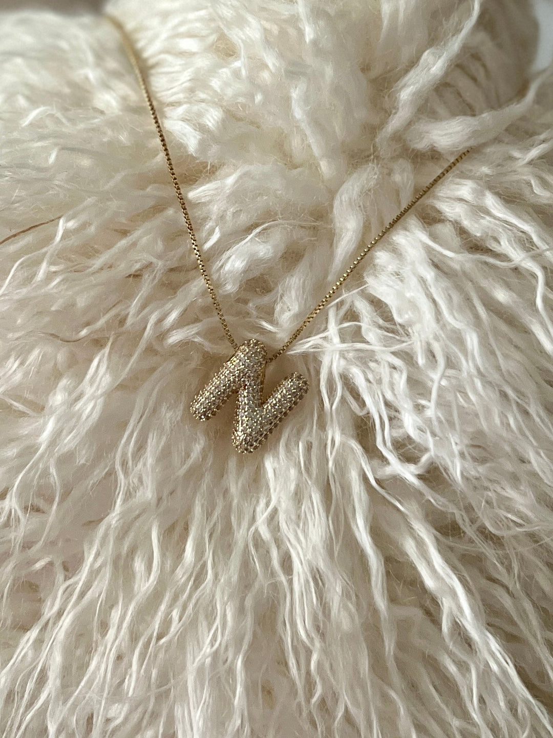 Rhinestone Bubble Letter Necklace | gussieduponline