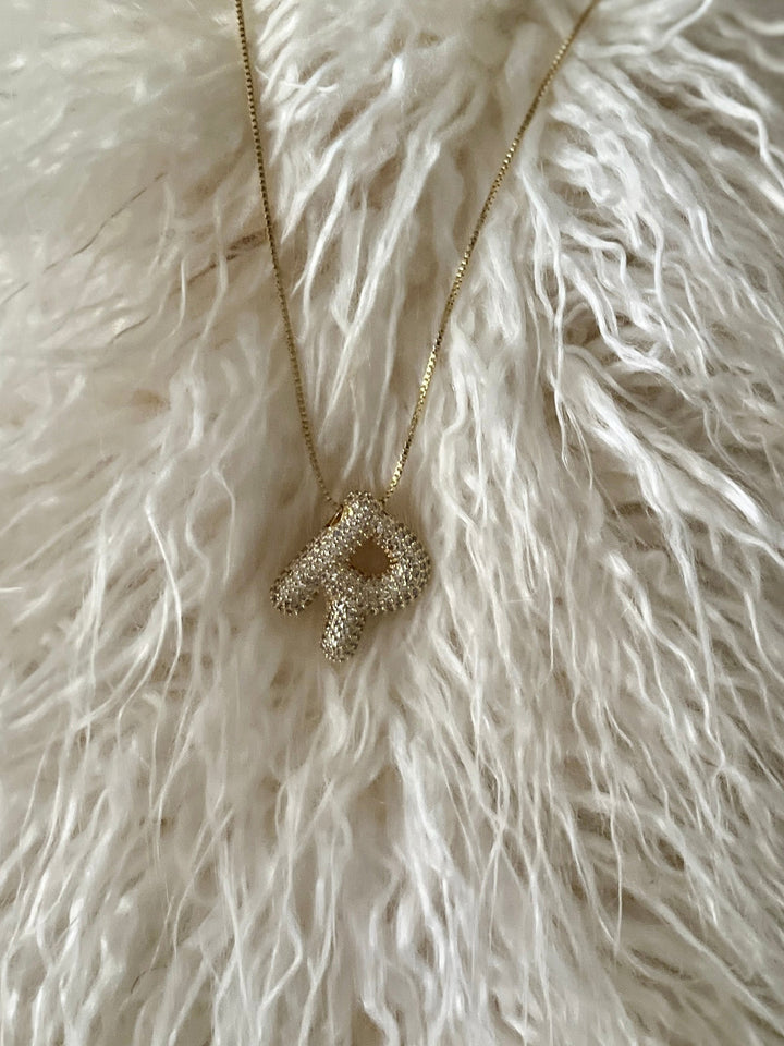Rhinestone Bubble Letter Necklace | gussieduponline