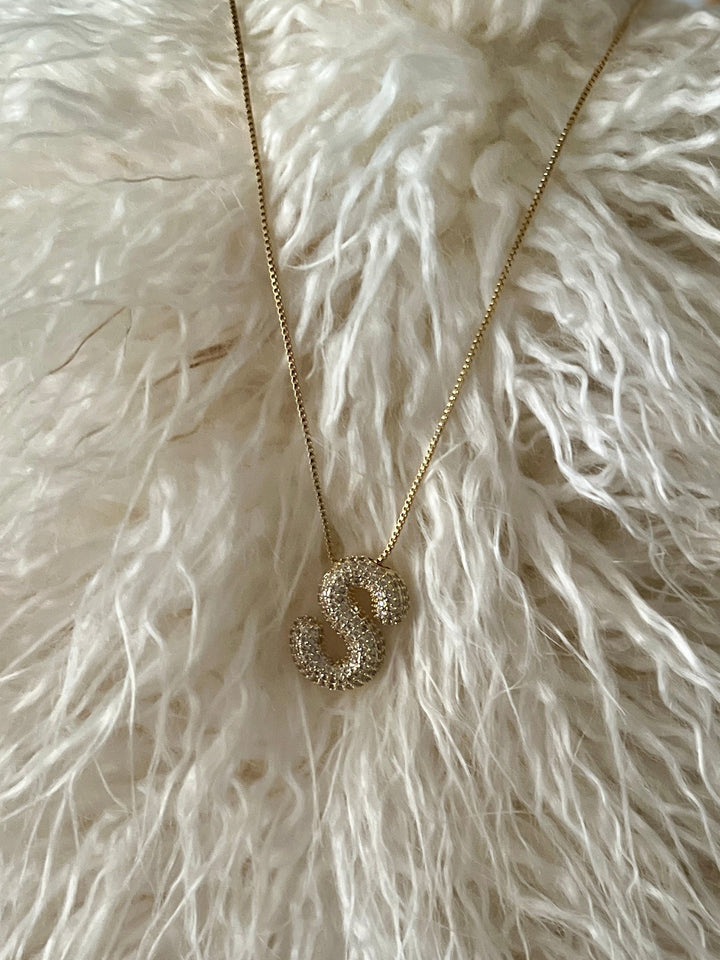 Rhinestone Bubble Letter Necklace | gussieduponline