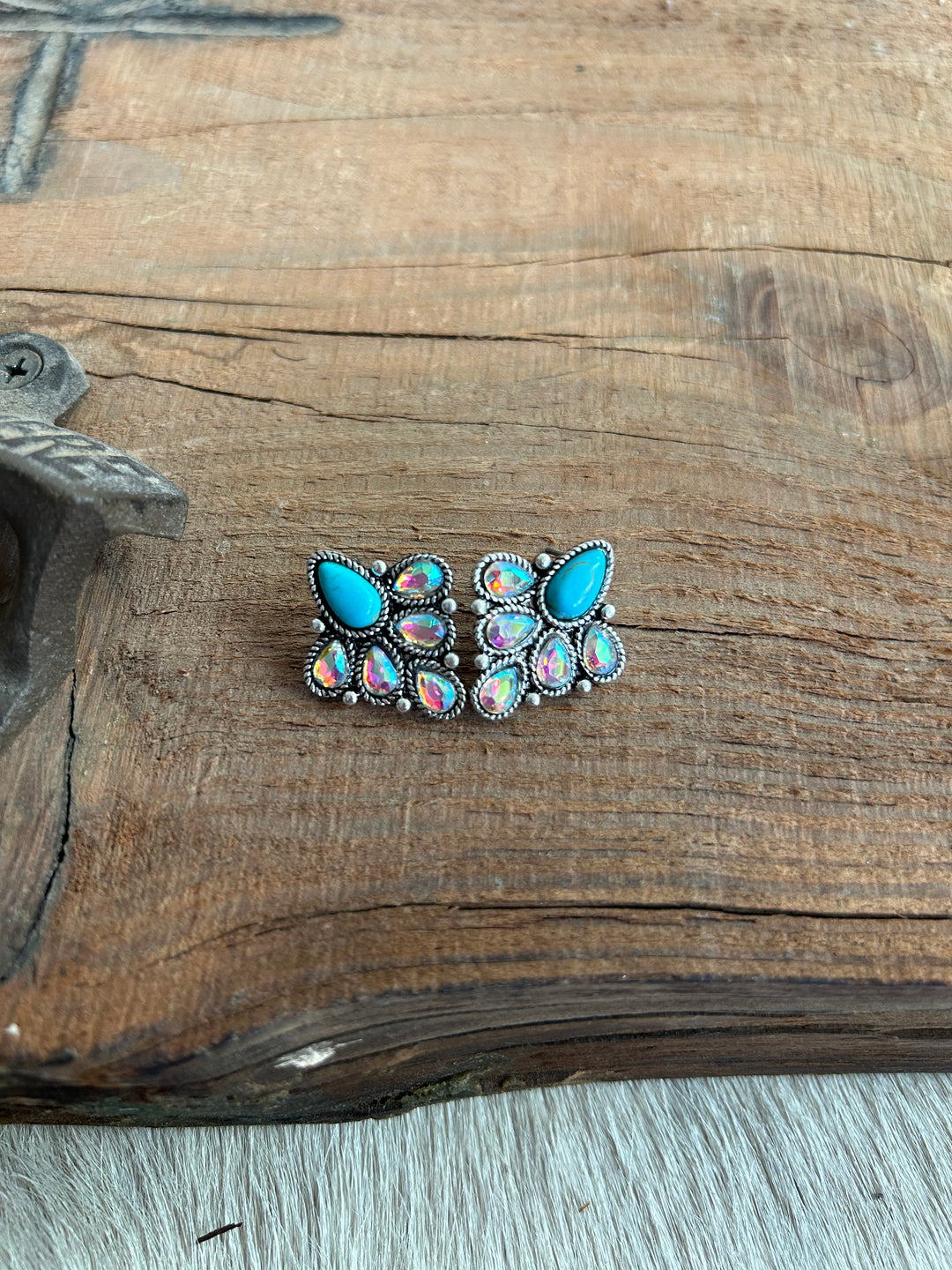 Rhinestone and Turquoise Western Inspired Earring