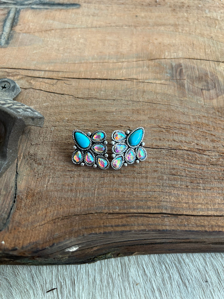 Rhinestone and Turquoise Western Inspired Earring