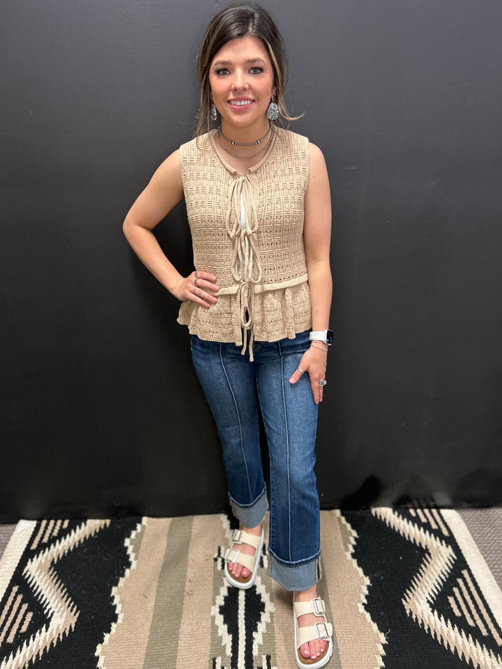 Risen Front Seam Straight Leg Jeans