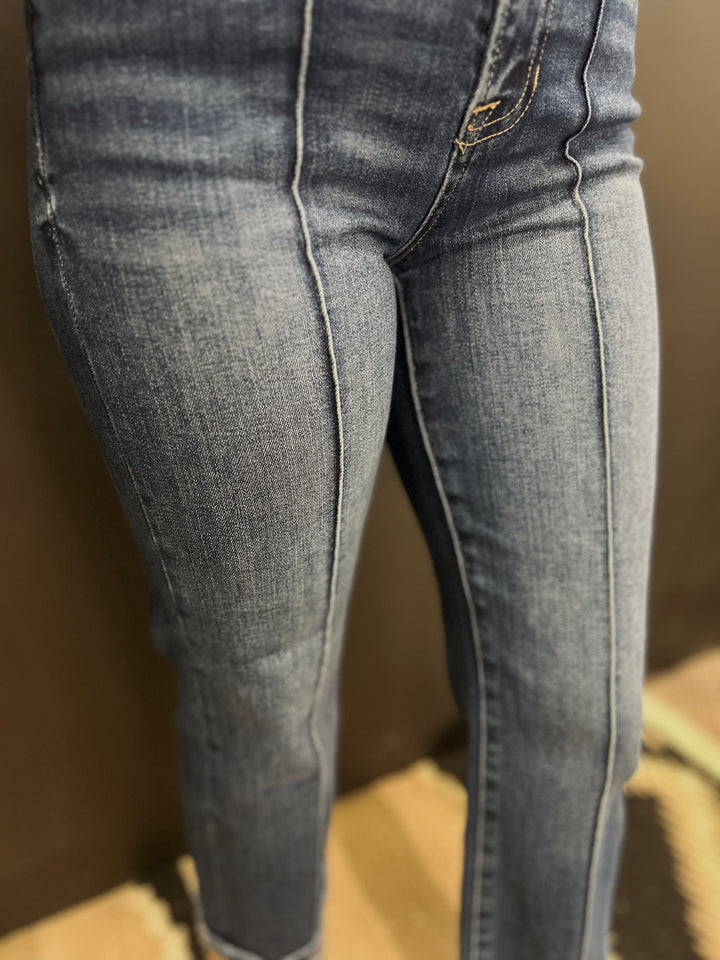 Risen Front Seam Straight Leg Jeans
