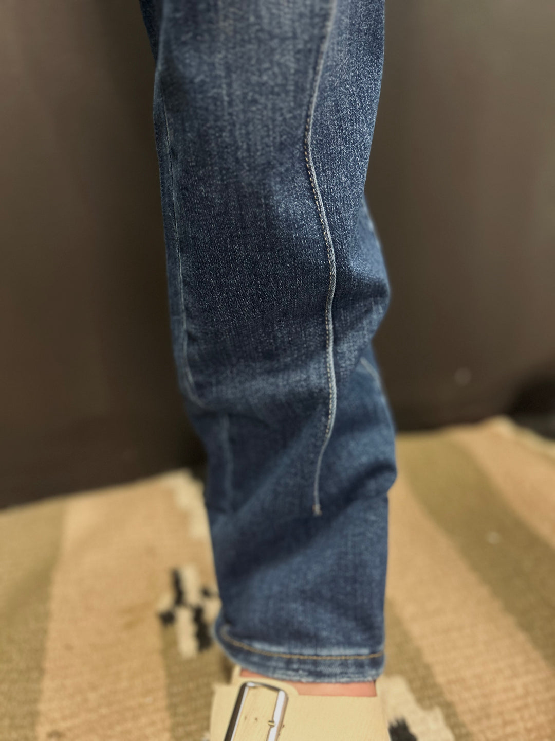 Risen Front Seam Straight Leg Jeans