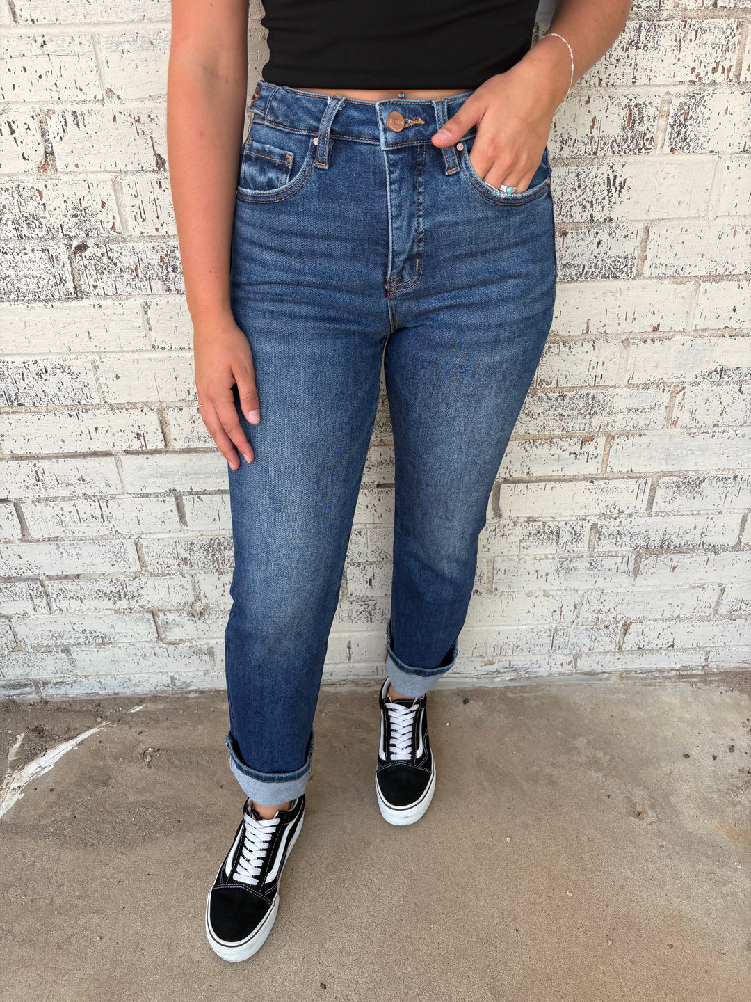 Risen High Rise Ankle Straight Jeans