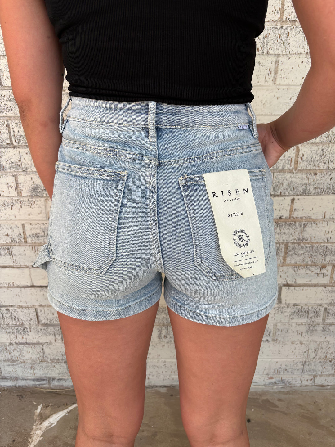 Risen High Rise Light Wash Shorts*