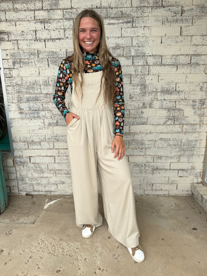 Risen Linen Wide Leg Overalls*