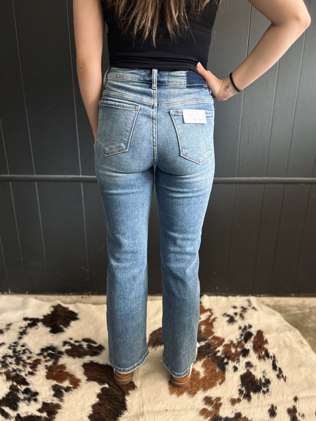 Risen Straight Leg Crossover Jeans*