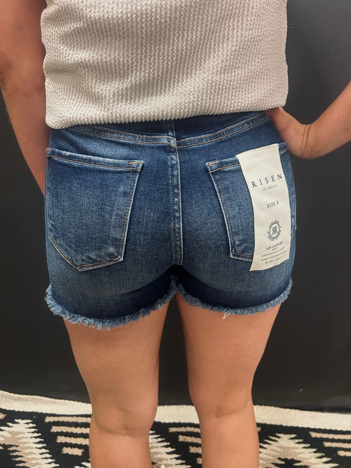 Risen Tummy Control High Rise Fray Hem Shorts*