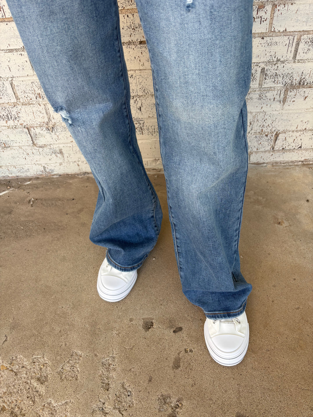 Risen Tummy Control High Rise Wide Leg Jeans