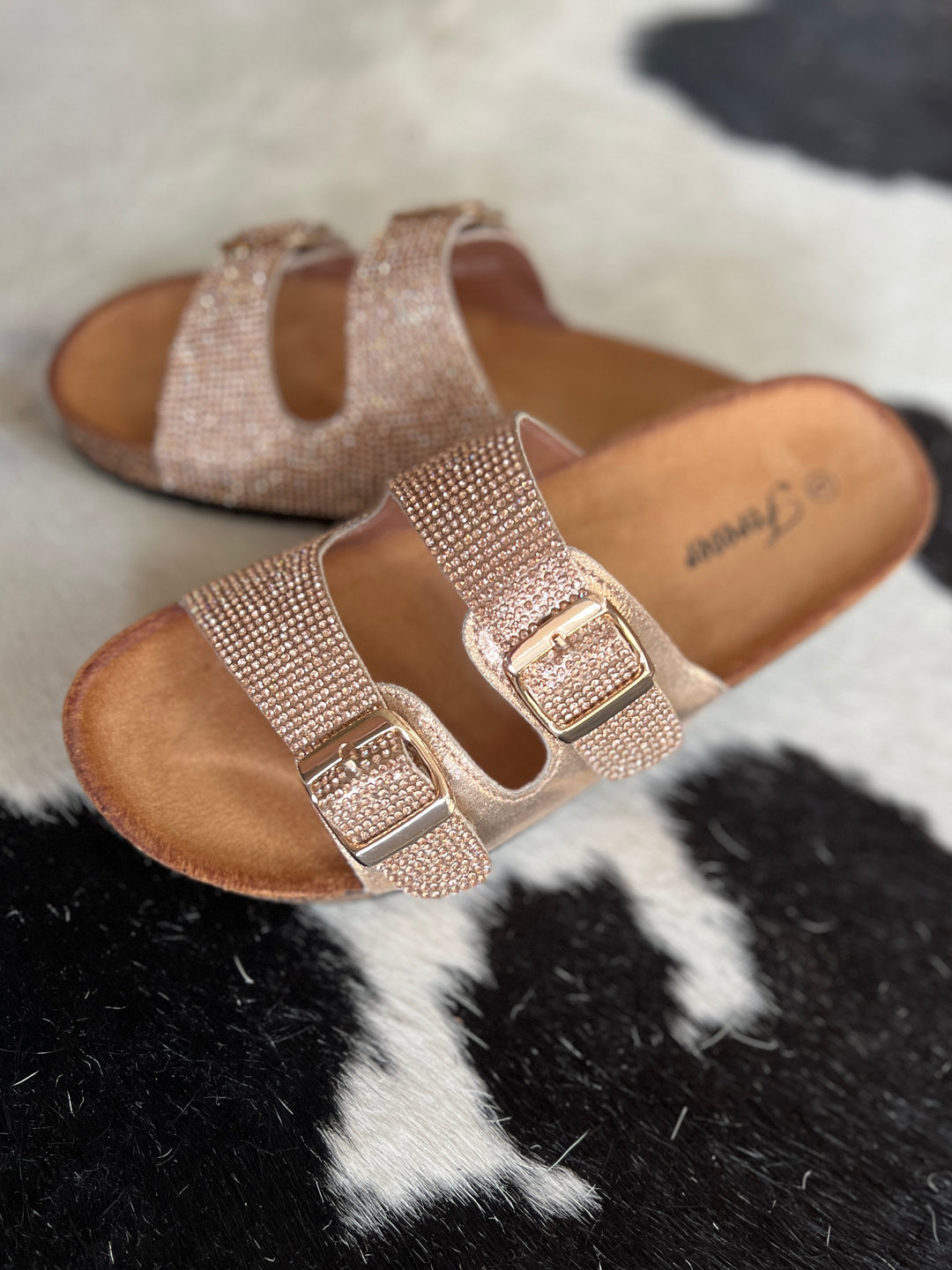 Rose Gold Rhinestone Burke Sandals