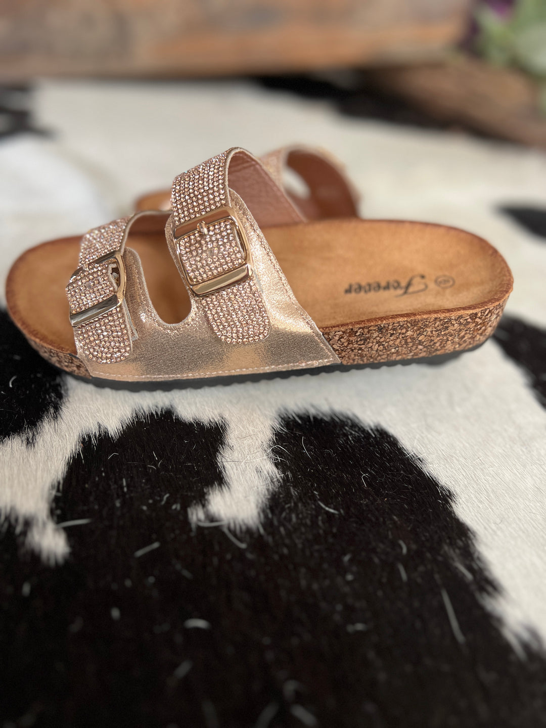 Rose Gold Rhinestone Burke Sandals