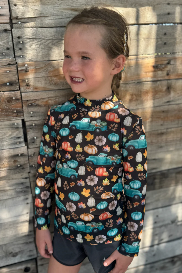 KIDS Sterling Kreek Take Me To The Pumpkin Patch Mesh Top