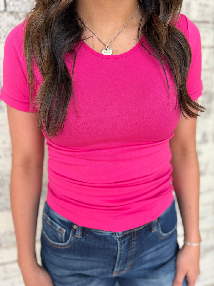 Seamless Round Neck Short Sleeve Top - 5 Colors
