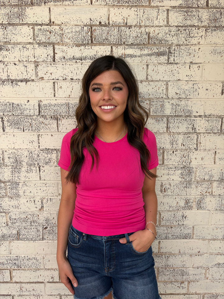 Seamless Round Neck Short Sleeve Top - 5 Colors