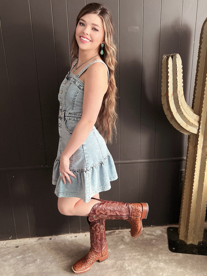 Sleeveless Button Up Denim Dress | gussieduponline