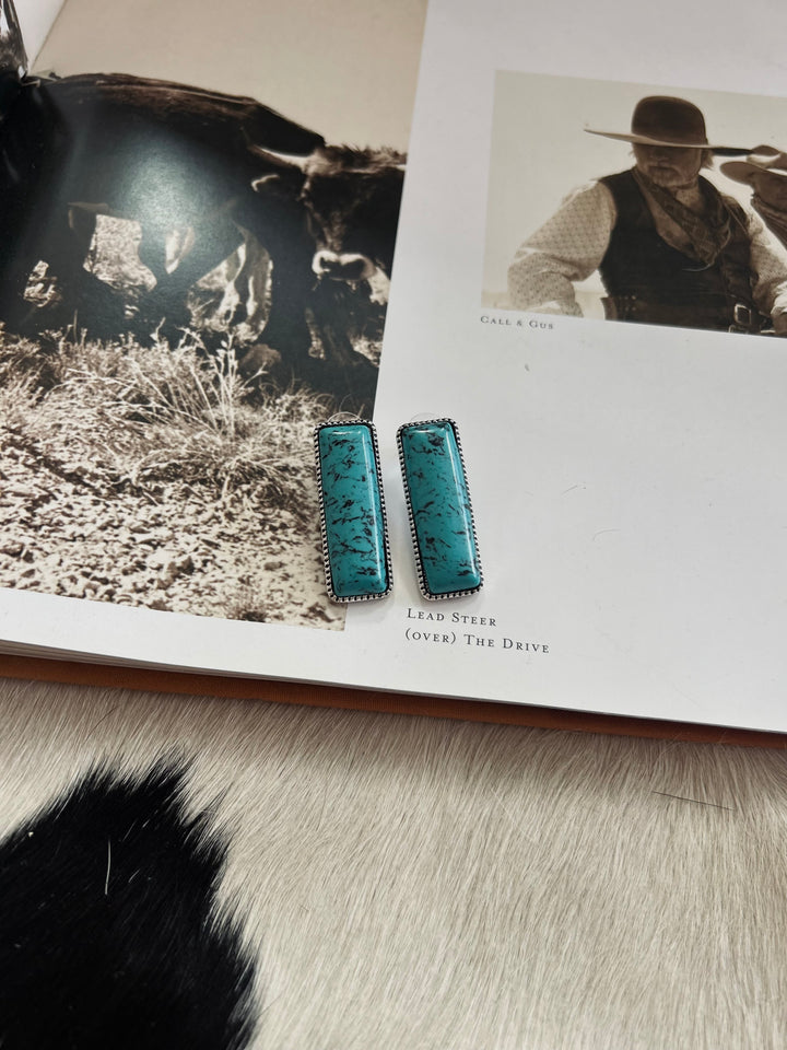 Speckled Turquoise Bar Post Earrings