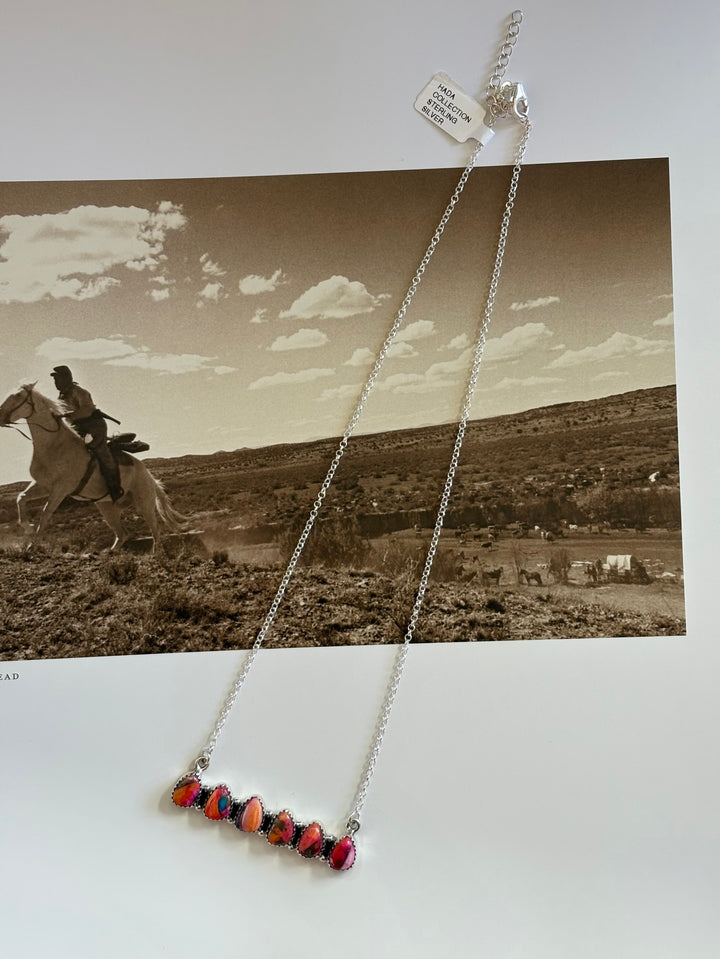 Spiny Dahlia Cluster Bar Sterling Silver Hada Necklace