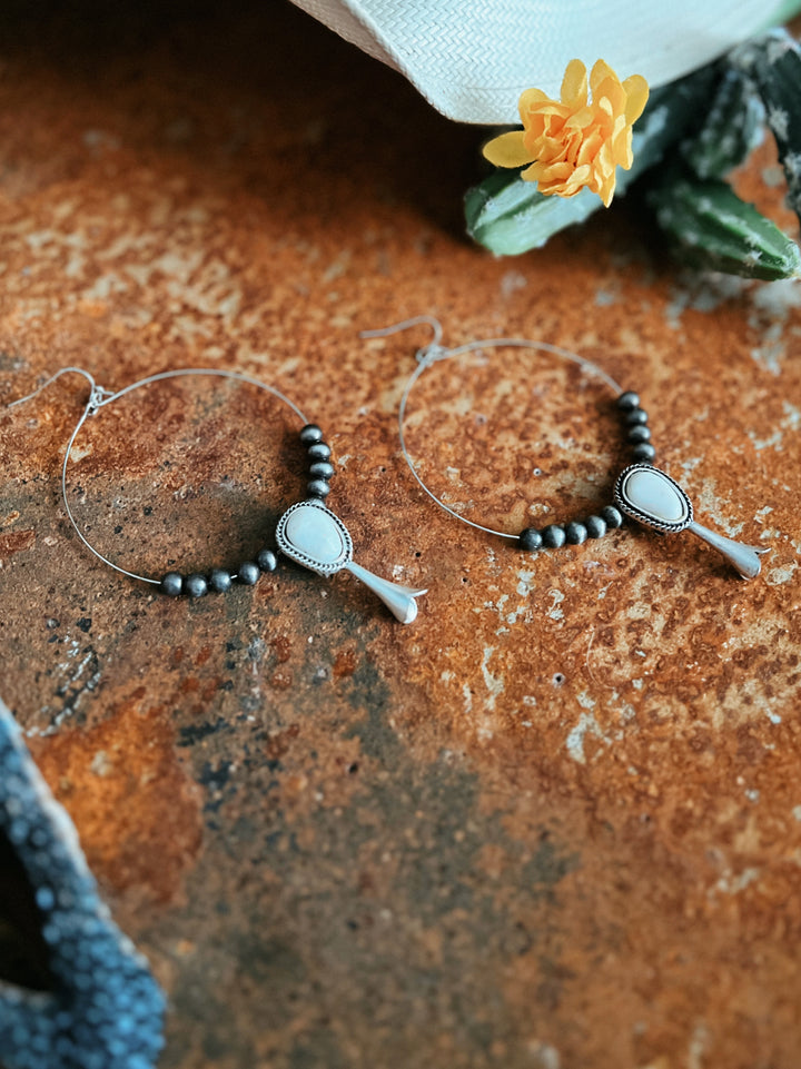 Squash White Turquoise Hoop Earrings | gussieduponline