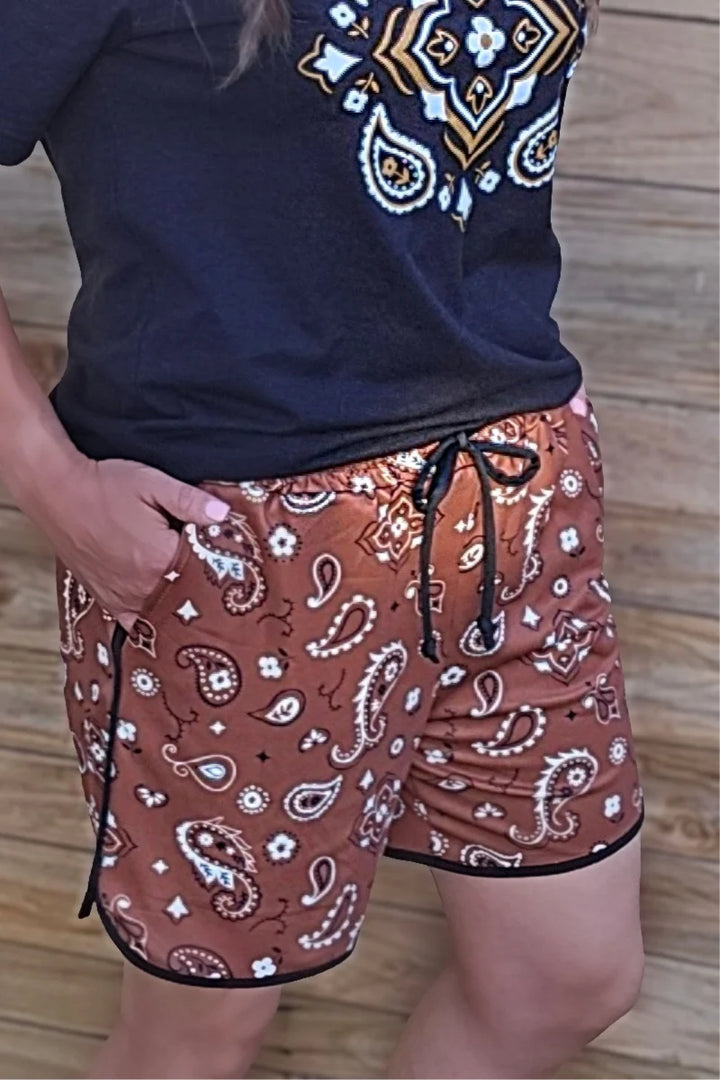 Sterling Kreek Bandana Babe Brown Shorts-Long
