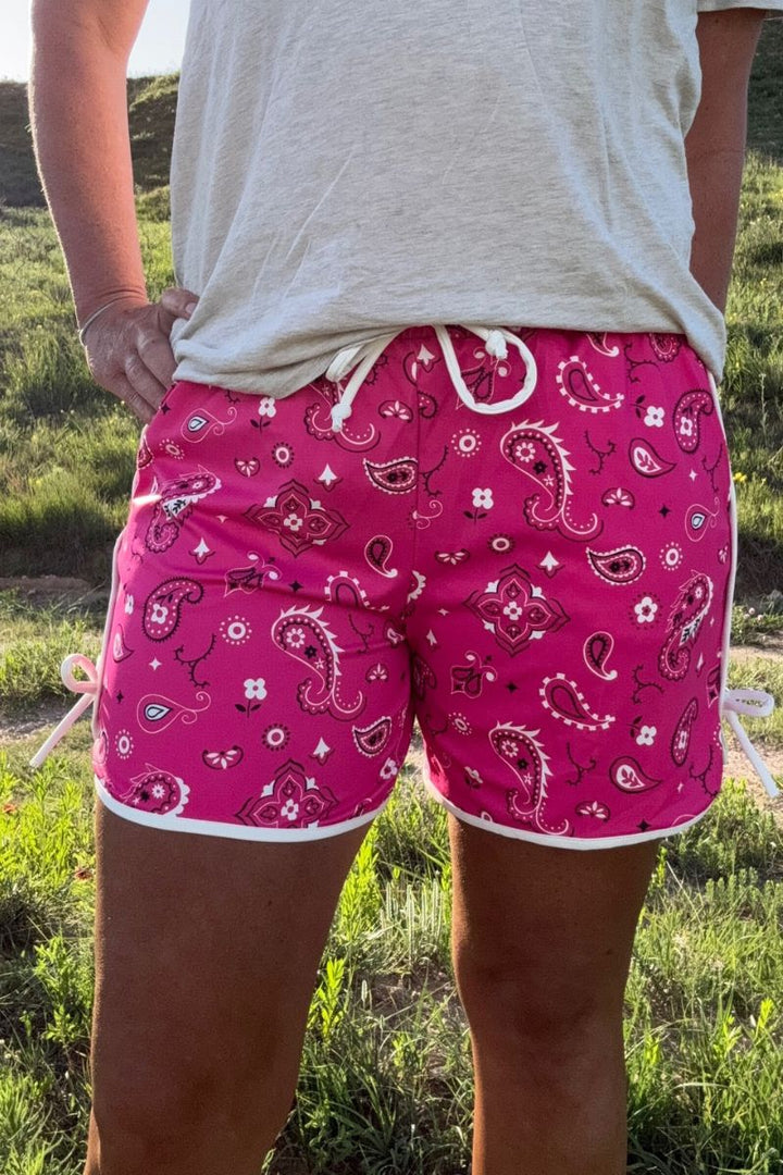 Sterling Kreek Bandana Babe Hot Pink Shorts-Long