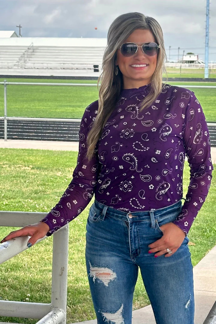 Sterling Kreek Bandana Babe Purple Mesh Top