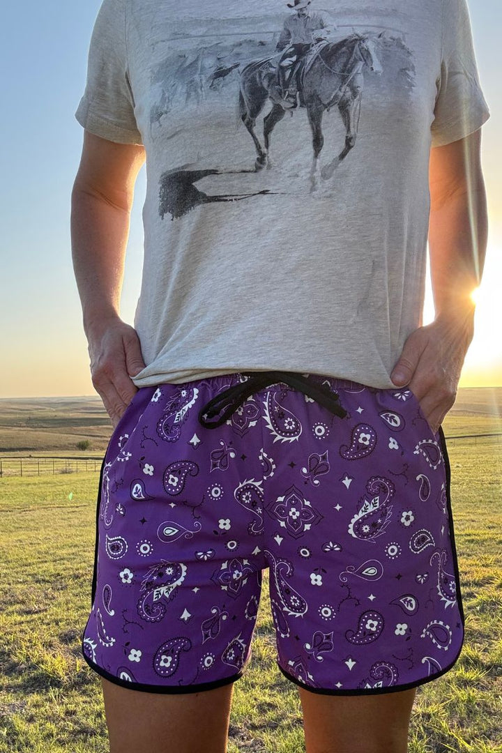 Sterling Kreek Bandana Babe Purple Shorts-Long