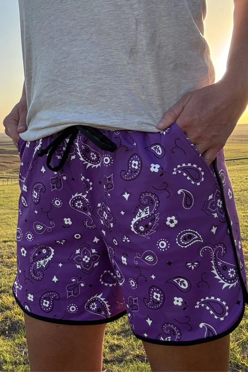 Sterling Kreek Bandana Babe Purple Shorts-Long