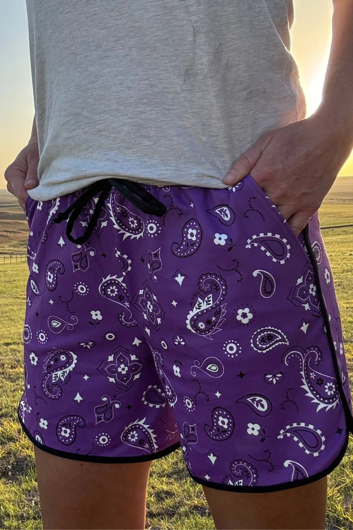 Sterling Kreek Bandana Babe Purple Shorts-Long