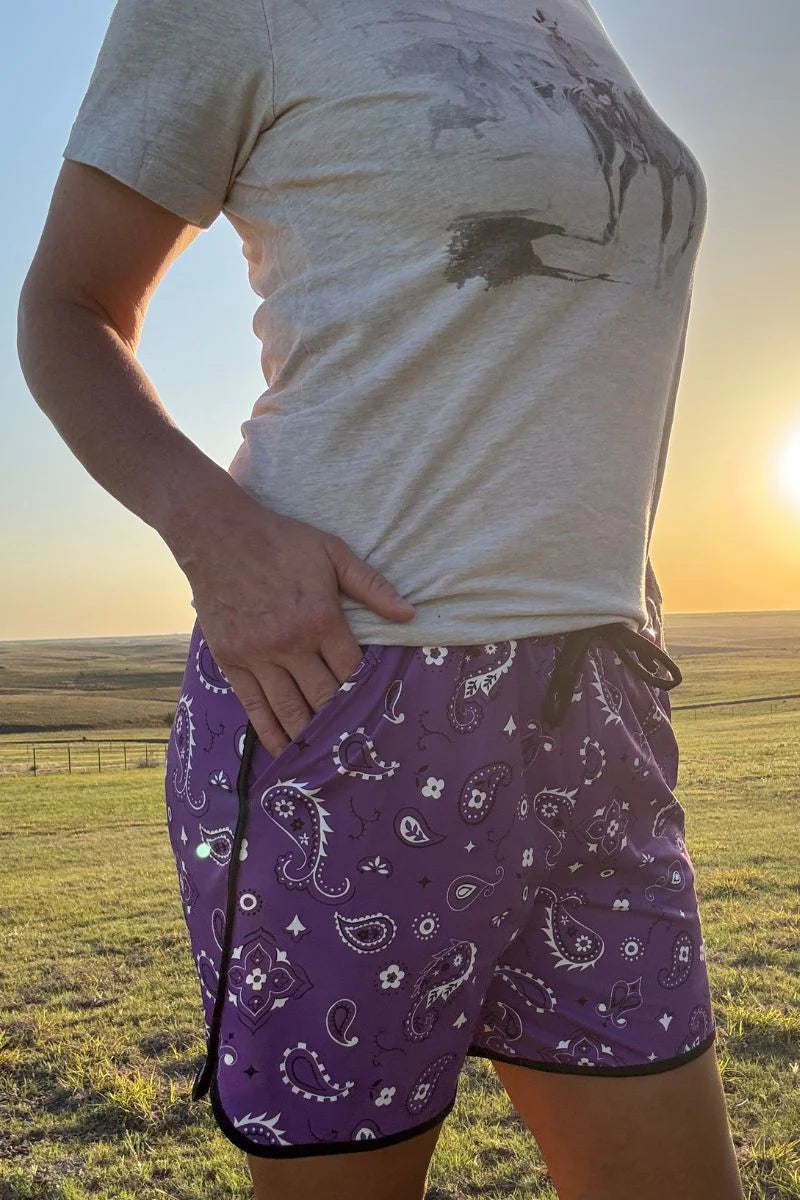 Sterling Kreek Bandana Babe Purple Shorts-Long