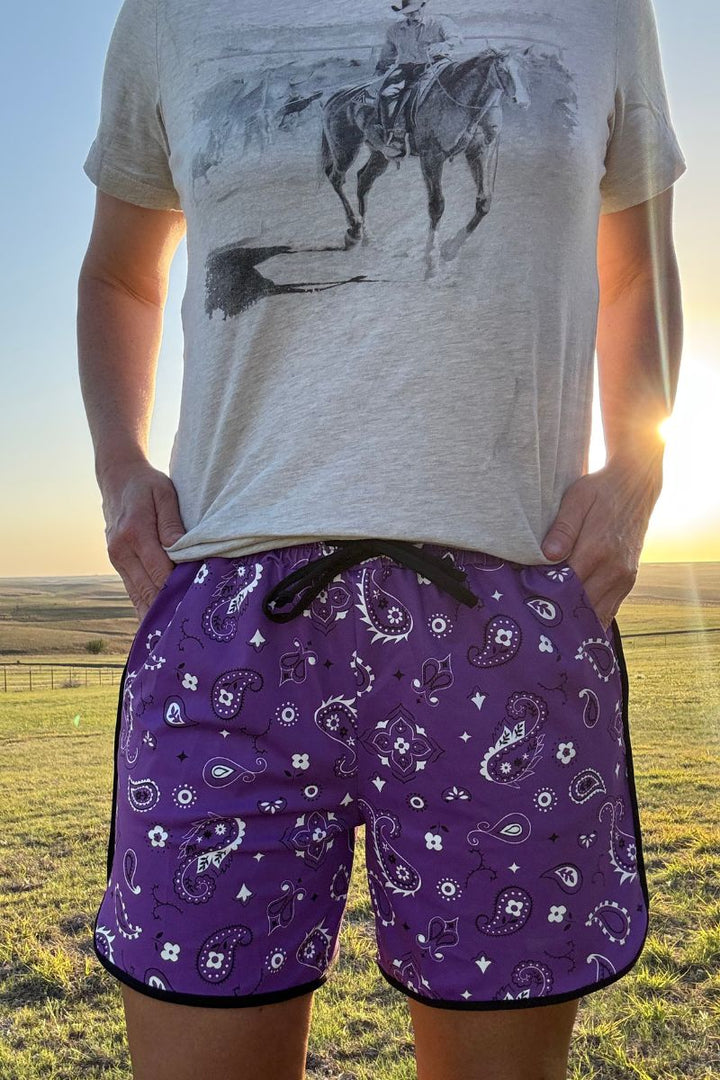 Sterling Kreek Bandana Babe Purple Shorts-Long