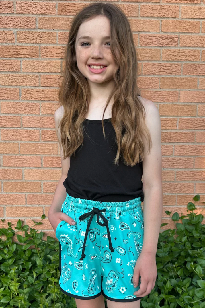 KIDS Sterling Kreek Bandana Babe Turquoise Shorts *