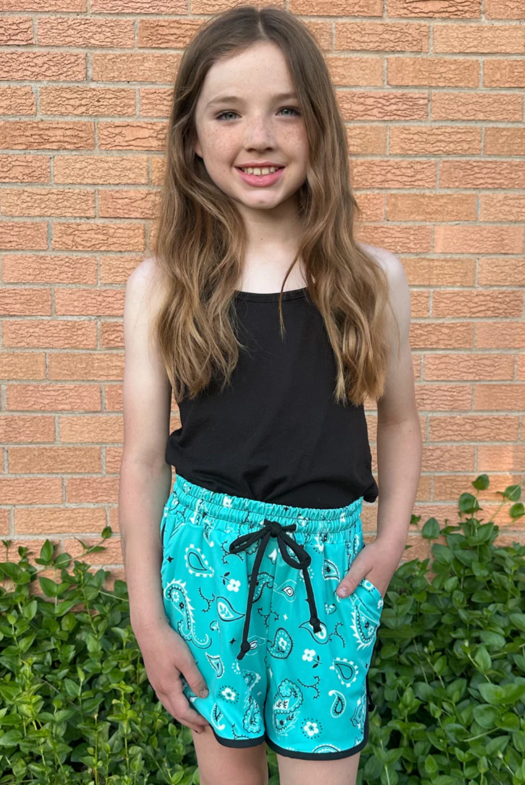 KIDS Sterling Kreek Bandana Babe Turquoise Shorts *