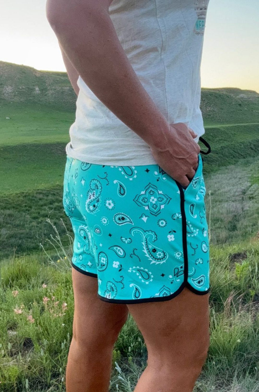 Sterling Kreek Bandana Babe Turquoise Shorts Long