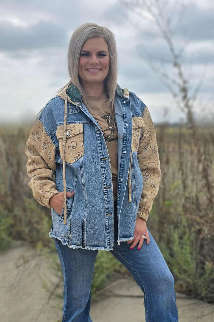 Sterling Kreek Bandana Country Denim Shacket