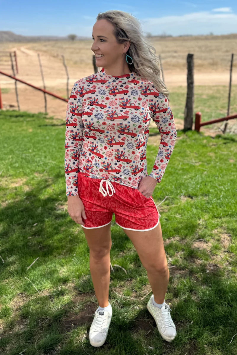 Sterling Kreek Freedom & Fireworks Mesh Top*