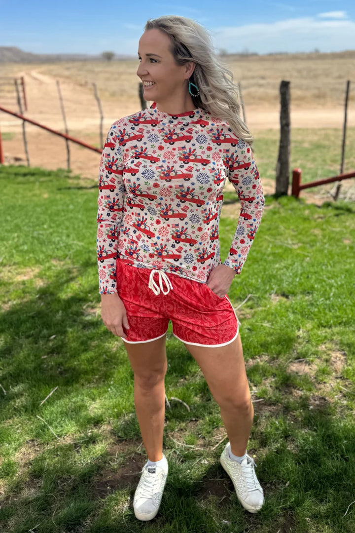 Sterling Kreek Freedom & Fireworks Mesh Top*