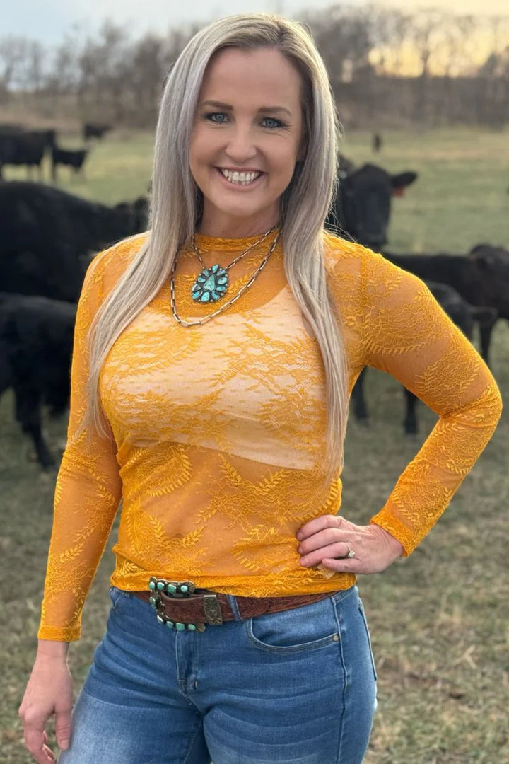 Sterling Kreek Golden Afternoon Lace Top