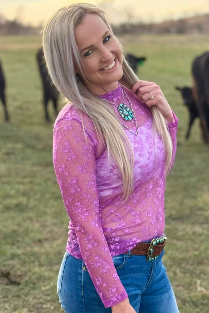 Sterling Kreek Purple Skies Lace Top